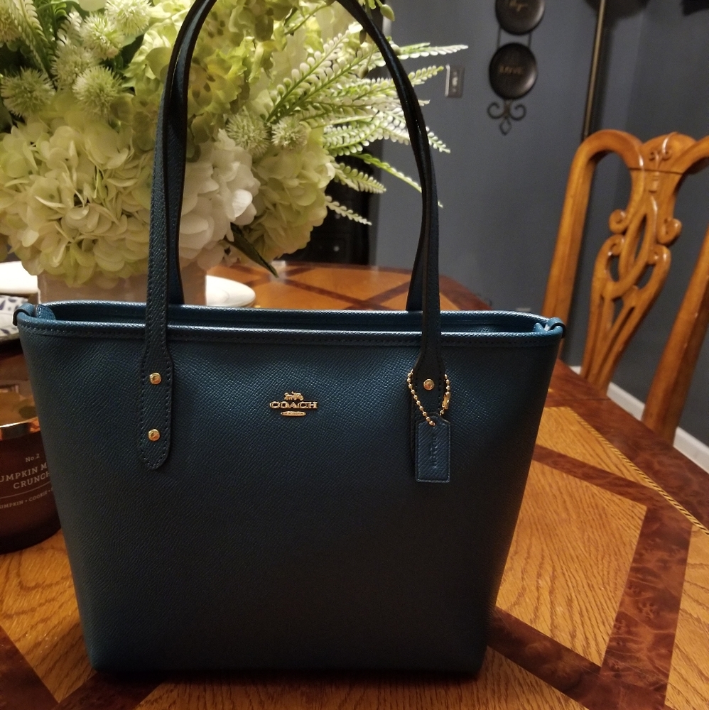 COPY - Coach teal blue handbag.